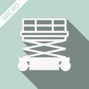 Stylized icon of a Micro Aerial Scissor Lift by My Store, showcasing a portable elevation system designed for safety and efficiency in construction, as featured in the OSHA-Compliant training program.
