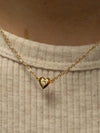 Elegant Zircon Heart Pendant Necklace in 14K Gold-Plated Copper, One Size - Store 42