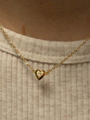 Elegant Zircon Heart Pendant Necklace in 14K Gold-Plated Copper, One Size - Store 42