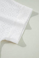 Stylish Eyelet Pattern Boat Neck Tee for Women – Slightly Stretchy, Casual Comfort - Store 42