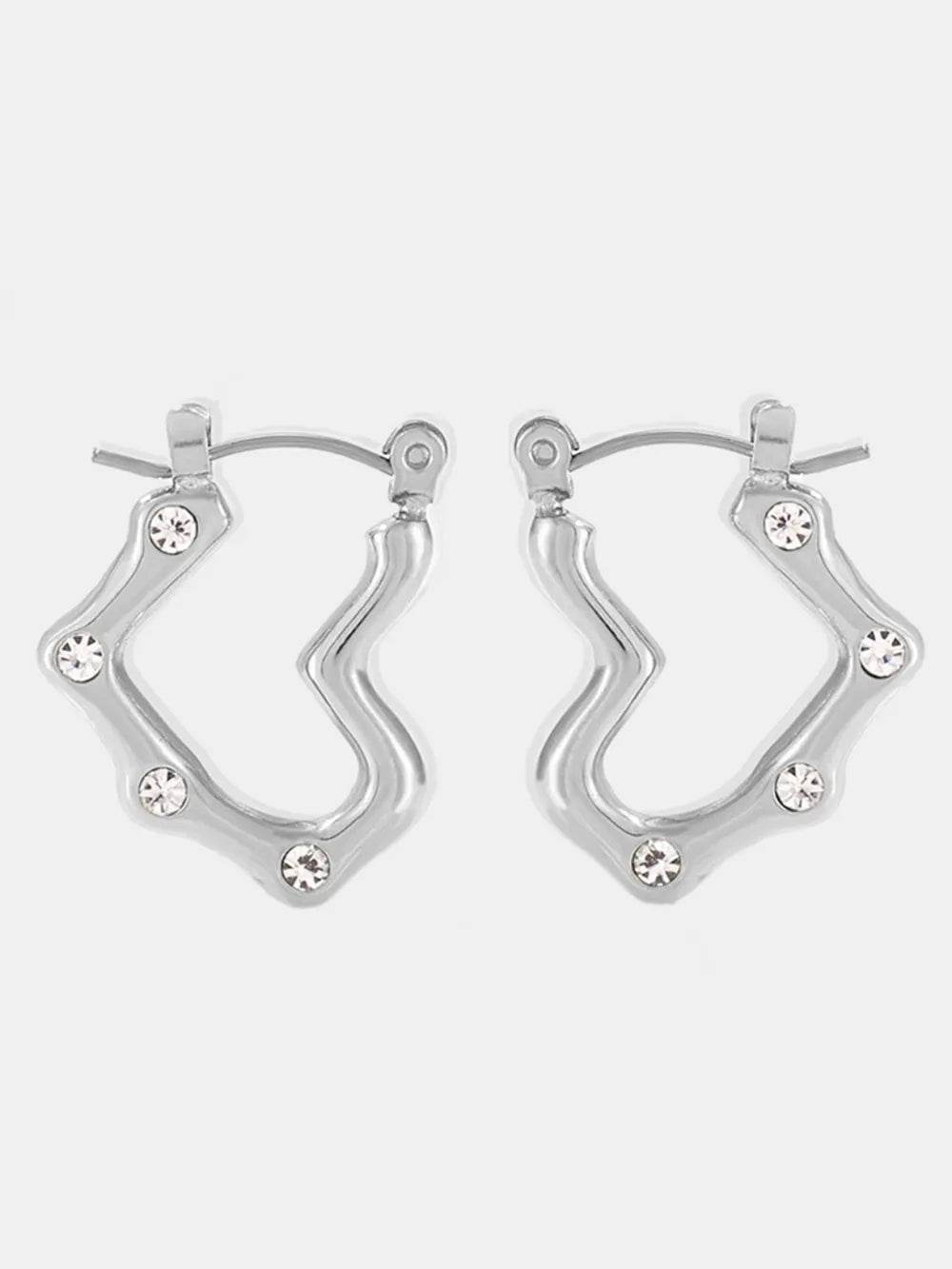 Elegant 18K Gold-Plated Stainless Steel Heart Earrings with Rhinestones - Trendy Jewelry Accessory - Store 42