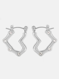 Elegant 18K Gold-Plated Stainless Steel Heart Earrings with Rhinestones - Trendy Jewelry Accessory - Store 42