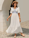 Ruffled Hem V-Neck Flutter Sleeve Dress White