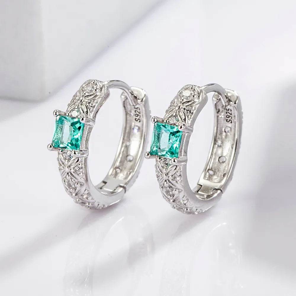 Elegant 925 Sterling Silver Inlaid Zircon Earrings - Dazzling Design, Imported Quality