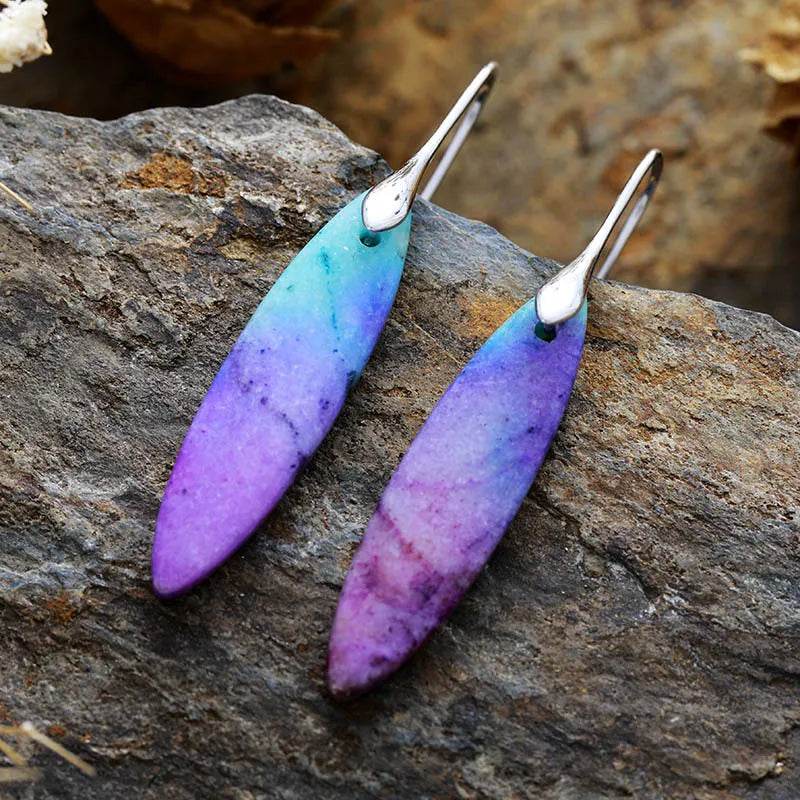 Elegant Copper & Natural Stone Geometric Earrings - 18K Gold-Plated Chic Jewelry - Store 42