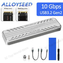 ALLOYSEED M.2 NVMe SATA SSD Enclosure, USB C 10Gbps Dual Protocol External Case