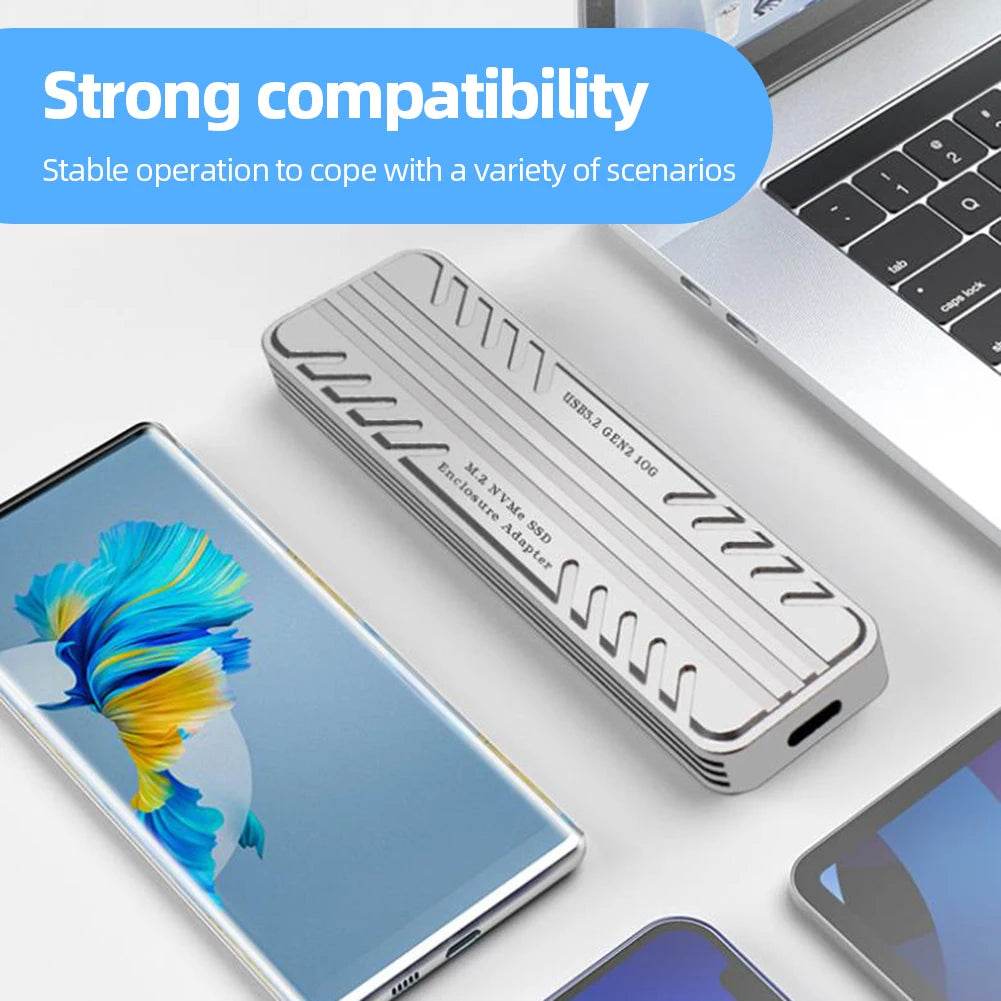 ALLOYSEED M.2 NVMe SATA SSD Enclosure, USB C 10Gbps Dual Protocol External Case