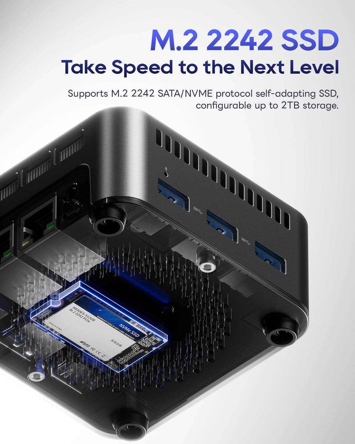AOOSTAR N1 Pro Mini PC - Intel N150, 12GB RAM, 256/512GB M.2 SSD, Compact Design