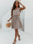 V-Neck Tie Shoulder Mini Dress