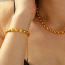 Elegant 18K Gold-Plated Titanium Steel Bracelet With Adjustable Chain Length For Daily Wear - Store 42