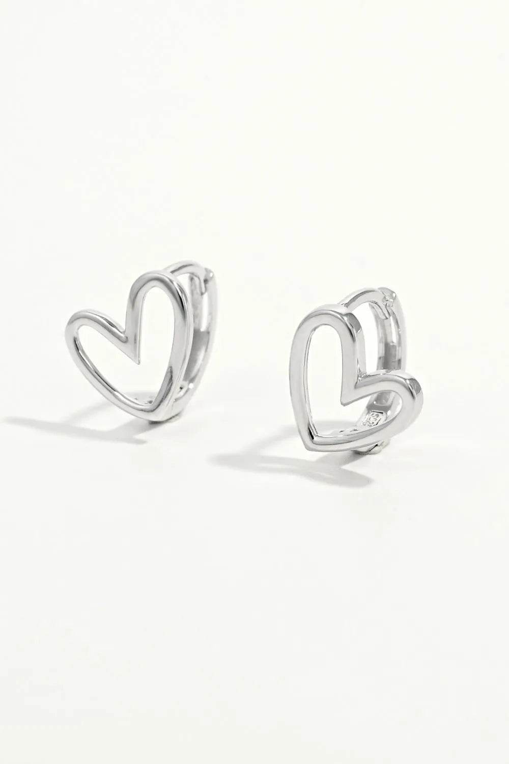 Elegant 925 Sterling Silver Heart Shape Earrings with Platinum Plating - Includes Gift Box