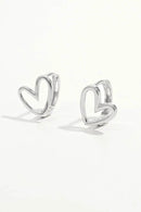 Elegant 925 Sterling Silver Heart Shape Earrings with Platinum Plating - Includes Gift Box - Store 42