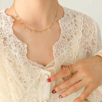 Elegant 18K Gold-Plated Titanium Steel Charm Necklace - 15.7 Inch Adjustable Length - Store 42