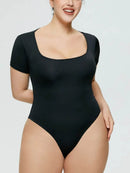 Full Size Square Neck Short Sleeve Bodysuit - Store 42