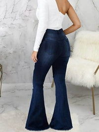 Full Size Distressed Raw Hem Flare Jeans Plus Size - Store 42