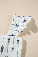 Bow Print Smocked Square Neck Ruffle Tiered Maxi Dress