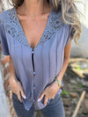 Full Size Lace Detail Short Sleeve Blouse Plus Size - Store 42