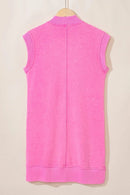 Quarter Zip Pocketed Cap Sleeve Sweatshirt Dress