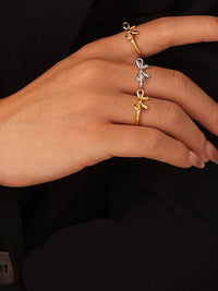 Elegant 18K Gold-Plated Stainless Steel Bow Ring - Unique Statement Jewelry - Store 42