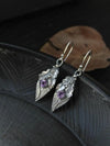Alloy Rhinestone Leaf Shape Earrings Purple One Size