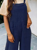 Full Size Casual Wide Leg Textured Overalls Plus Size