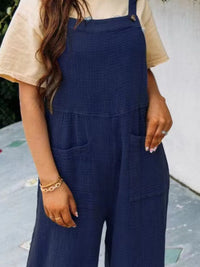 Full Size Casual Wide Leg Textured Overalls Plus Size