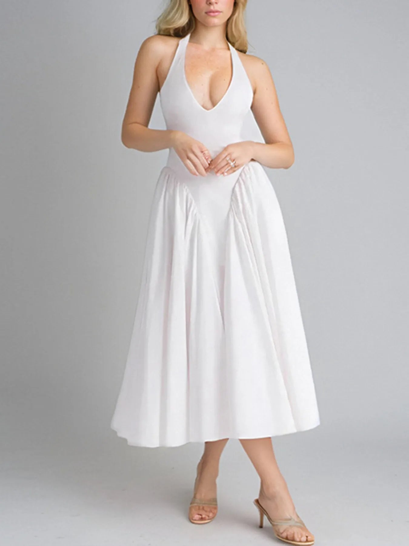Full Size Ruched Halter Neck Midi Dress Plus Size