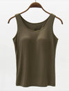 Full Size Wide Strap Modal Tank with Bra Army Green
