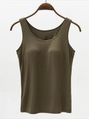 Full Size Wide Strap Modal Tank with Bra Army Green