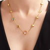 18K Gold-Plated Heart Necklace with Glass Stone Blush Pink One Size