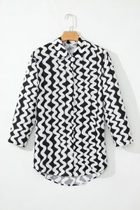 Button Down Contrast Striped Cover-Up