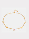 Stainless Steel White Mother-Of-Pearl Flower Necklace Gold One Size