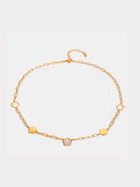 Stainless Steel White Mother-Of-Pearl Flower Necklace Gold One Size