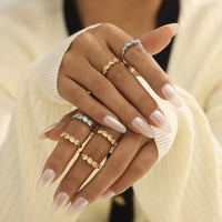 18K Gold-Plated Stainless Steel Zircon Ring - Elegant Inlaid Design for Stylish Wear - Store 42