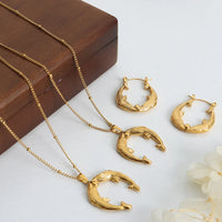 Gold Dolphin Jewelry Set with Necklace and Earrings Gold One Size