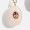 Natural Stone Pendant Necklace Watermelon pink One Size
