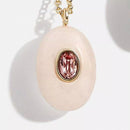 Natural Stone Pendant Necklace Watermelon pink One Size