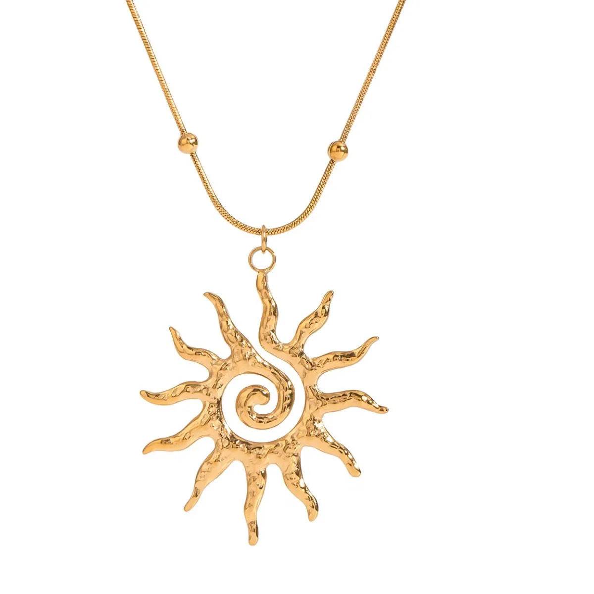 18K Gold-Plated Celestial Sun Pendant Necklace with Radiant Design - Hypoallergenic & Tarnish-Resistant - Store 42