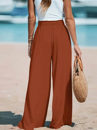 Full Size Drawstring Waist Wide Leg Pants Plus Size - Store 42