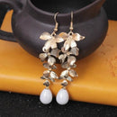 Elegant Alloy Flower Earrings with Synthetic Pearls - 9K Gold-Plated Fashion Jewelry - Store 42