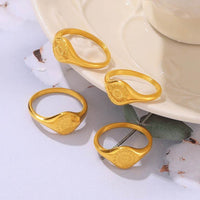 Elegantly Crafted 18K Gold-Plated Sun Ring in Durable Titanium Steel - Stylish Jewelry Piece - Store 42