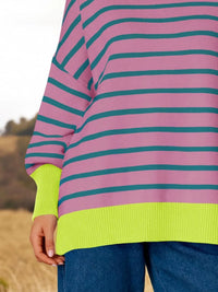 Striped Round Neck Long Sleeve Sweater