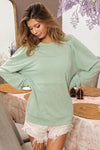 Stylish BiBi Slub Terry Puff Shoulder Sweatshirt - Soft & Trendy Casual Wear, 100% Cotton - Store 42