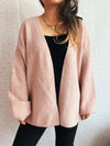Open Front Long Sleeve Cardigan Pink One Size