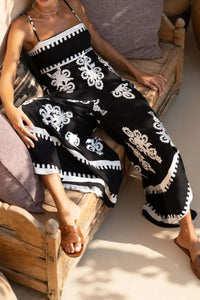 Printed Square Neck Cami and Wide Leg Pants Set