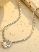 18K Gold-Plated Stainless Steel Heart Pendant Necklace Silver One Size
