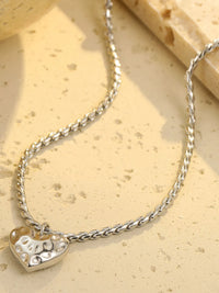 18K Gold-Plated Stainless Steel Heart Pendant Necklace Silver One Size