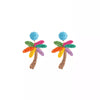 Colorful Woven Flower Drop Earrings Sky Blue One Size