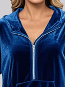 Full Size Half Zip Kangaroo Pocket Hoodie Plus Size - Store 42