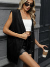 V-Neck Button Up Denim Vest Black